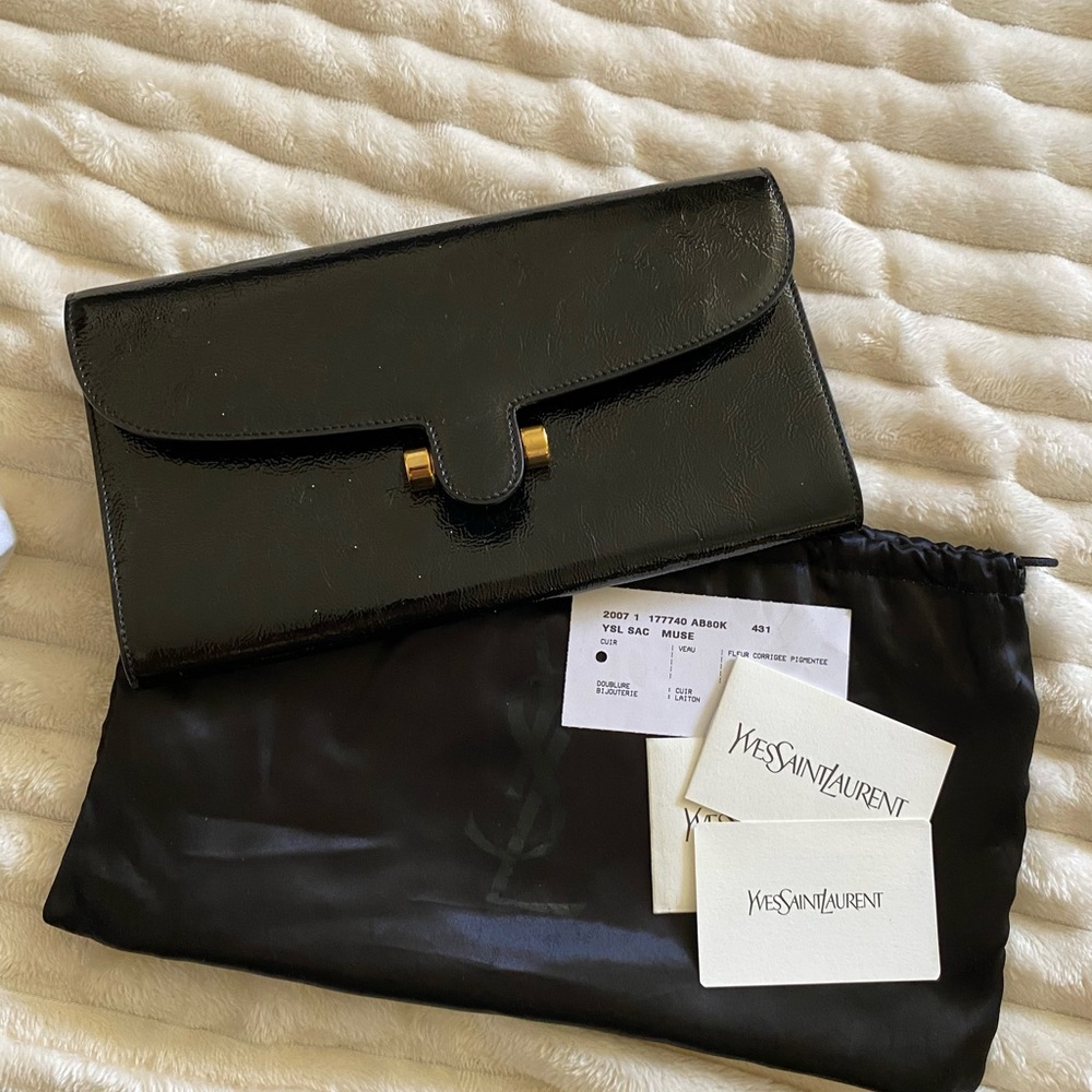 Ysl Muse Patent leather clutch purse